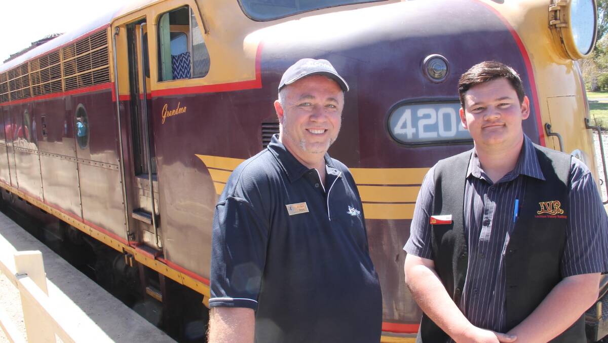 Cruise Express’s Richard Boyce with Ben Semple, a director of the Lachlan Valley Railway. 