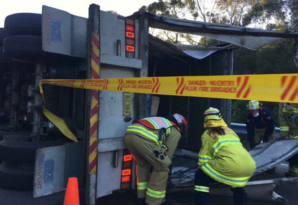 Truck rollover on Woodford Bends
