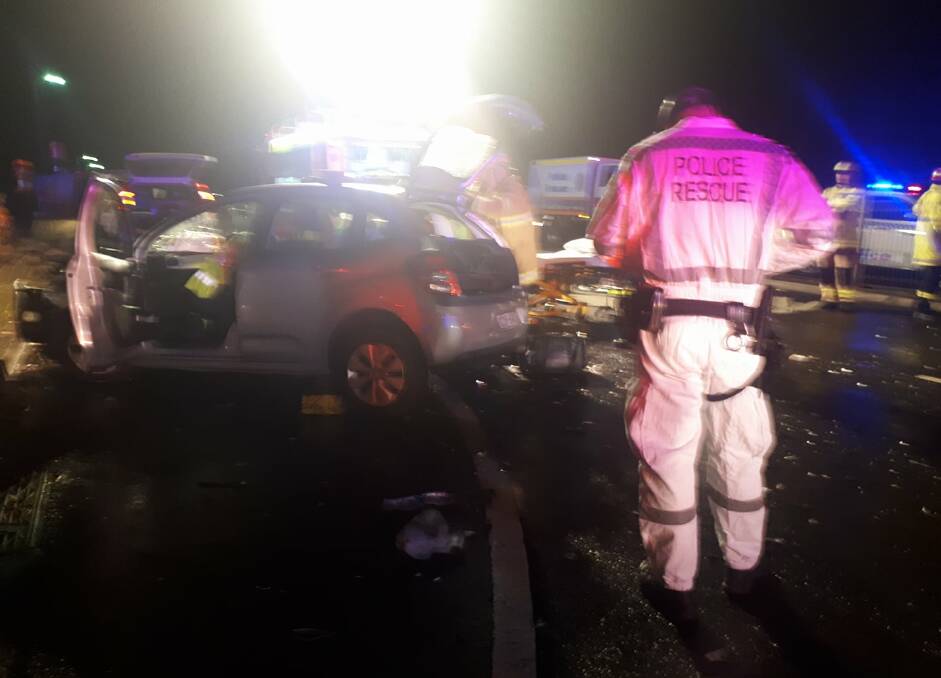 Emergency services personnel were called to a head-on crash at Blaxland on Monday night. Picture: Blue Mountains Police Area Command