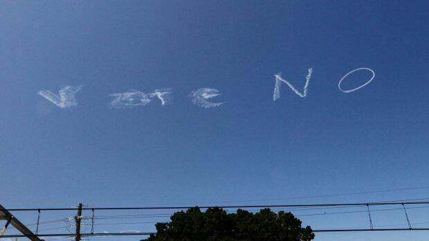 The social media reaction to the skywriting was colourful.  Photo: AAP