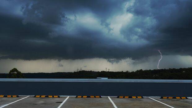 Lightning over Belrose as Sydney is hit by more storms on Wednesday afternoon. Photo: Nick Moir