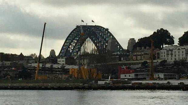 Flags at half-mast on the Sydney Harbour Bridge on Wednesday. Photo: Supplied
