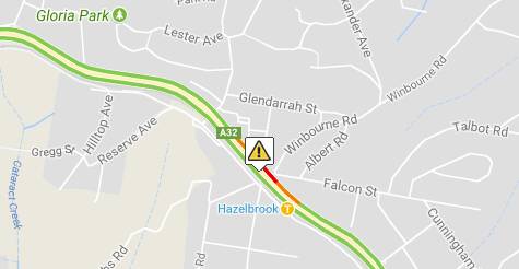 A map of where the accident occurred at Hazelbrook on Tuesday afternoon. Picture: Live Traffic NSW