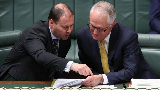 Mr Frydenberg with Prime Minister Malcolm Turnbull, who has told Parliament his government would adopt "a practical, common sense approach to energy policy". Photo: Andrew Meares