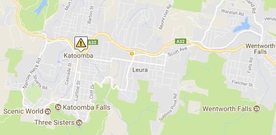 A map of where the accident occurred at Katoomba on Thursday. Picture: Live Traffic NSW