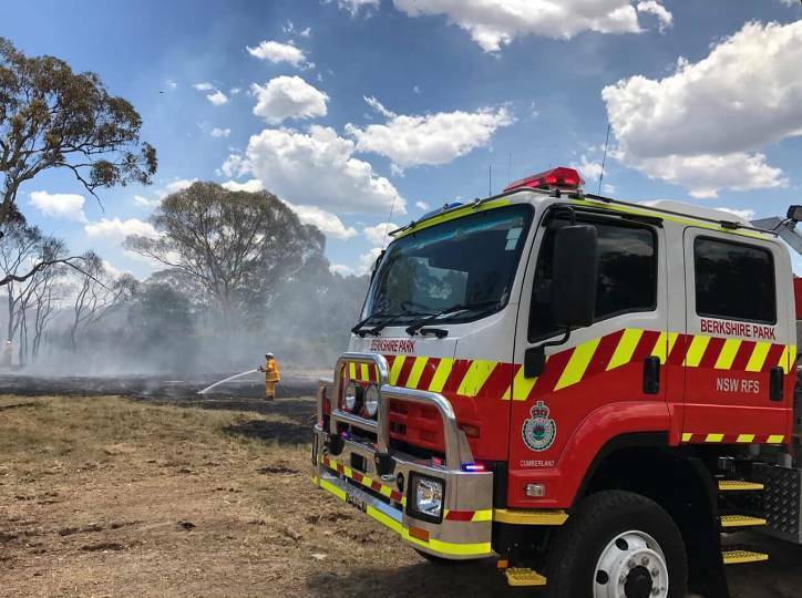 NSW RFS personnel contain a grass fire at Llandilo recently. Photo: NSW RFS Twitter