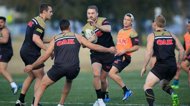 Bryce Cartwright in action at Penrith Panthers training on Tuesday. Photo: Penrith Panthers