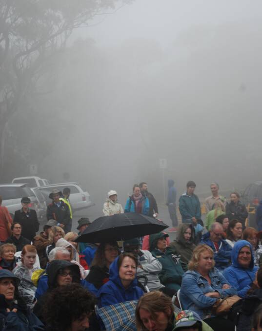 Visibility zero: There was no sign of the magnificent Govetts Leap at Blackheath on Saturday during celebrations of the 15th anniversary of the World Heritage listing.