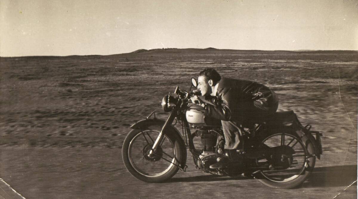 Need for speed: Alan G. Pride racing along the "Mad Mile" at Broken Hill in the late 1940s.
