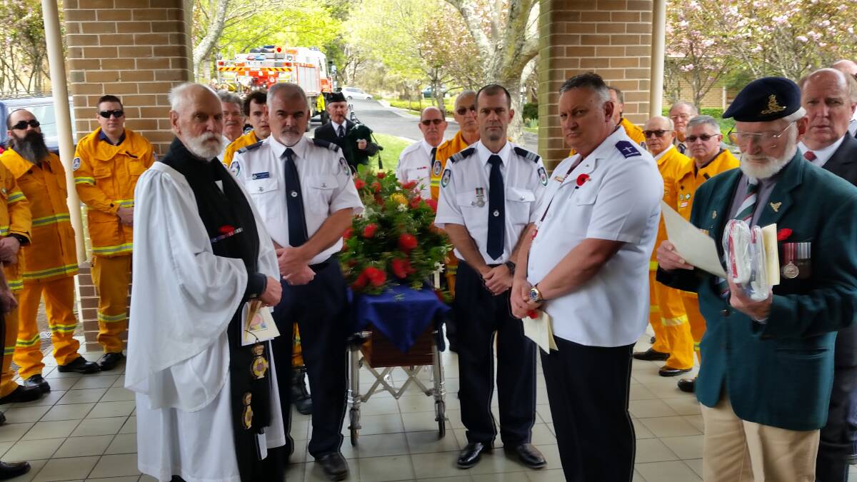Members of the RFS formed a guard of honour at Leura for John Newton's funeral.