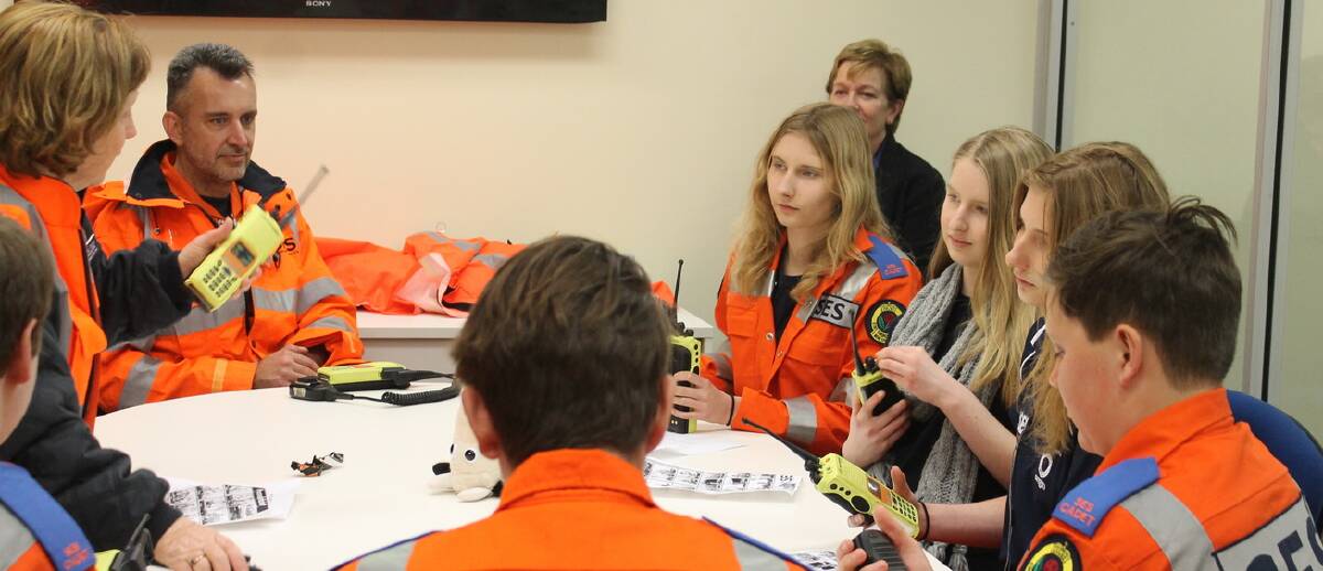 Learning the ropes: Some of the young students with SES volunteers during their emergency training course.