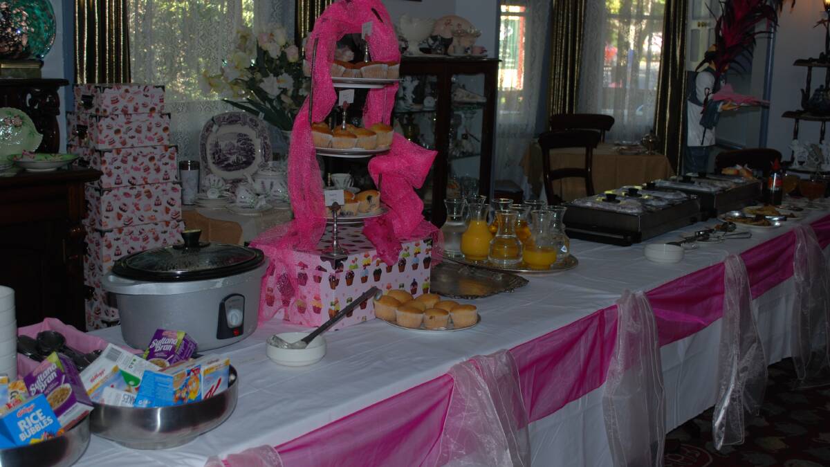 IN the pink: Even the breakfast table reflected the pink theme.