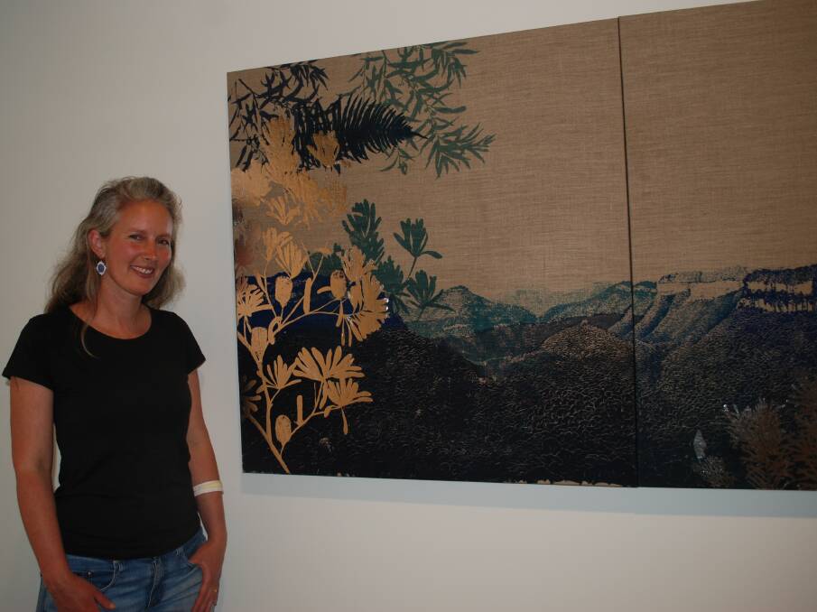 Local inspiration: Freedom Wilson with a detail from her work, Mountain Plateau.