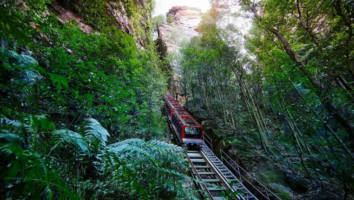 The world's steepest passenger train at Scenic World.