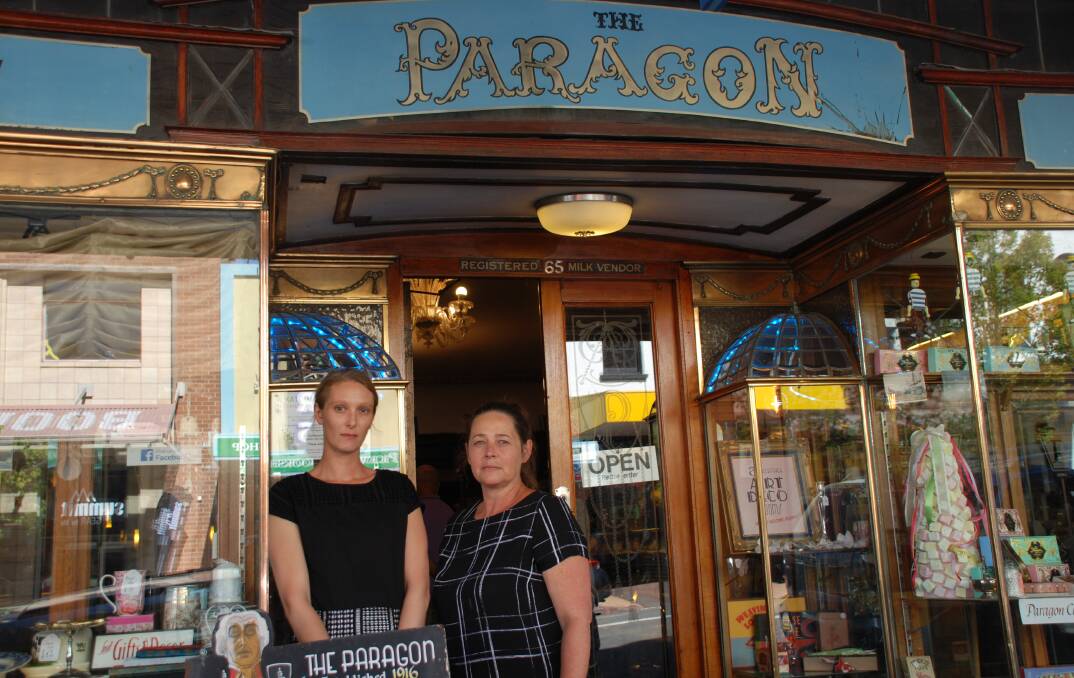 Long-term employees Carol Fuge and cafe manager Roxy Weaver outside the historic Paragon in Katoomba.