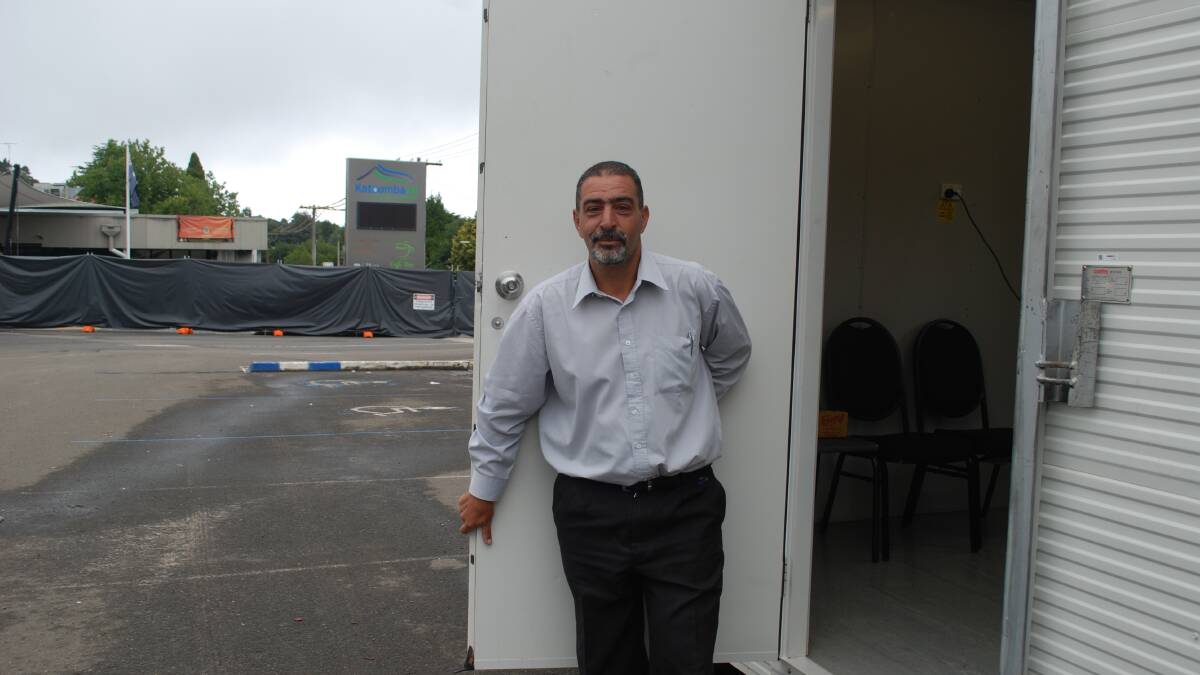 Welcome: Katoomba RSL CEO Nick Darias outside his new "office" in the carpark of the club.