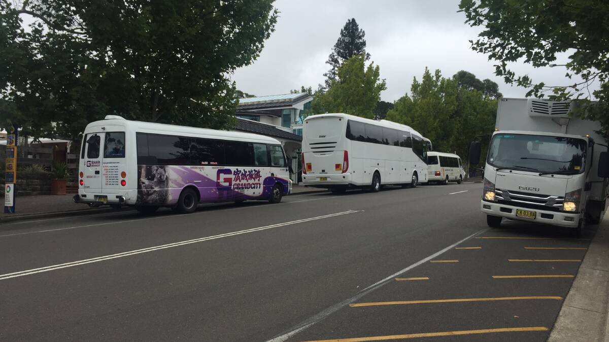 Free ride: Buses dropping off at the Three Sisters Plaza at Echo Point in Katoomba.