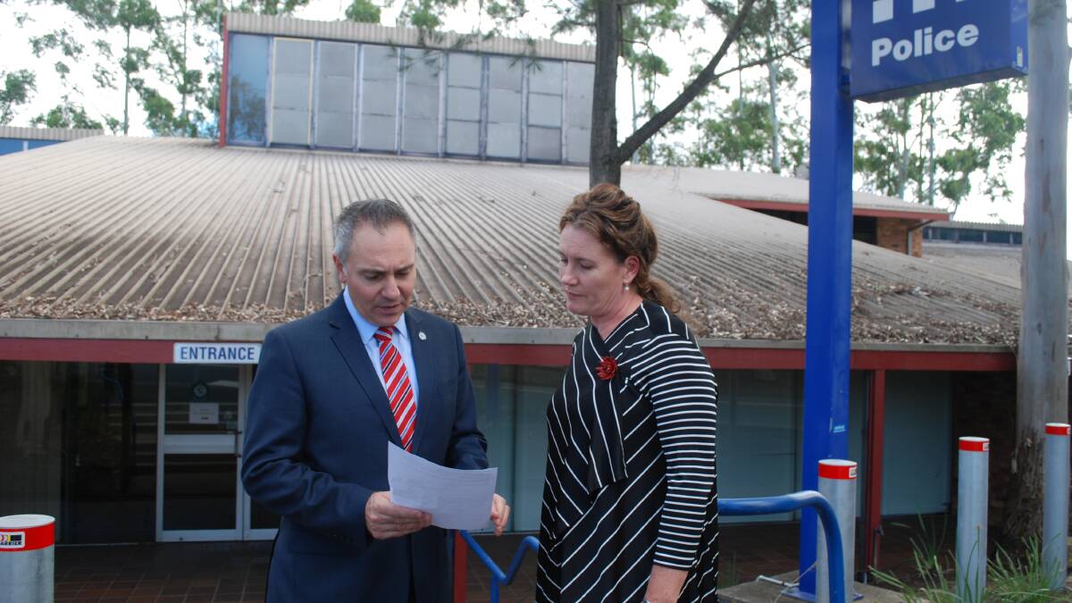 Shadow Minister for Justice and Police, Guy Zangari, with Blue Mountains MP, Trish Doyle, outside Springwood Police Station on Wednesday (June 14).
