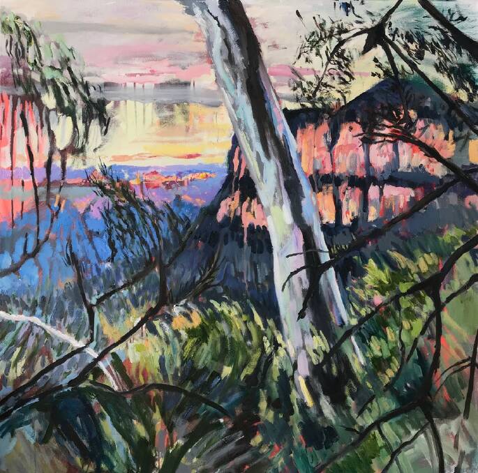 Local inspiration: Detail from Surprise View from Narrow Neck by Rachel Hannan, 101cm x 101cm.