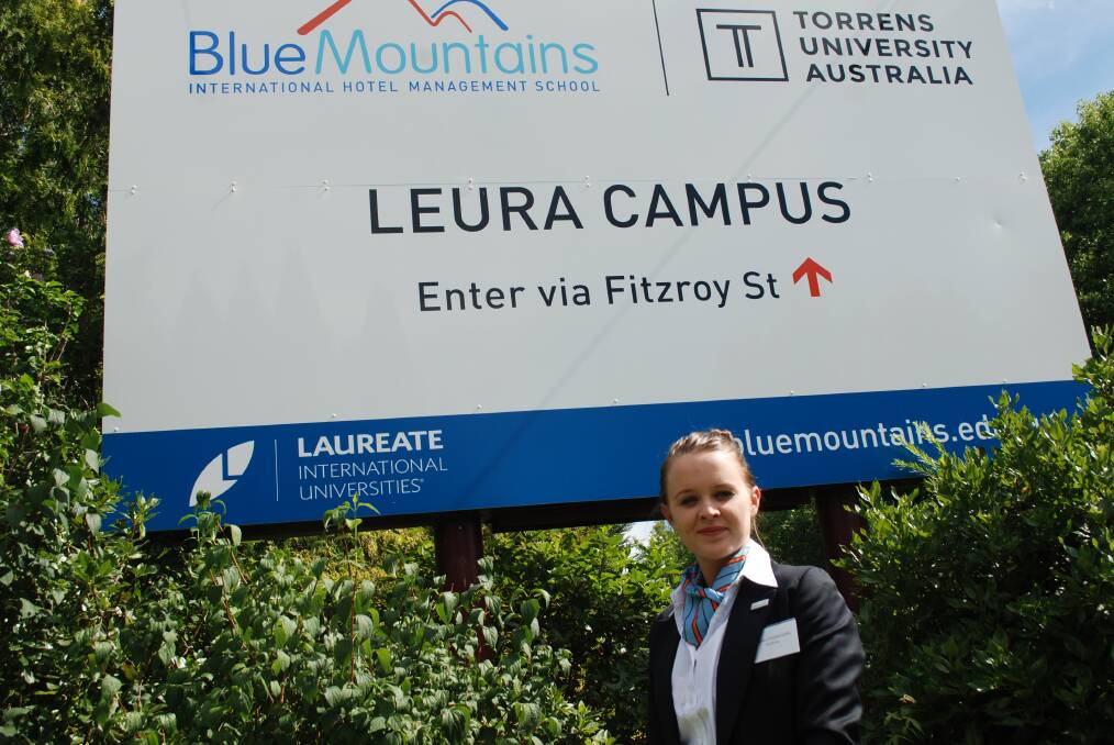 Top school: Student Sophie Chigwidden outside the Leura campus of Torrens University Australia. A scholarship will allow a regional student to study at the renowned hotel school.
