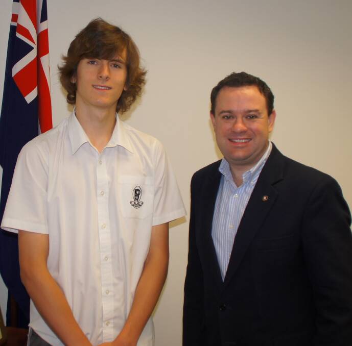 Political club: Paul Mukhin with Penrith MP, Stuart Ayres. Paul has been selected as a member of the NSW Youth Parliament.