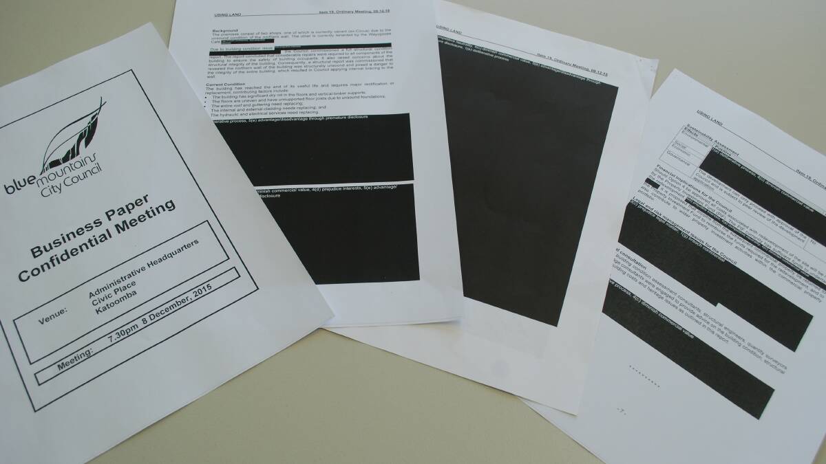 Top secret: Some of the redacted report released by council to the Gazette.