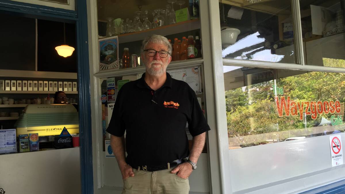 Mark Alchin outside the Wayzgoose Cafe in Leura. He has engaged experts to look at the historic building, the fate of which remains up in the air.