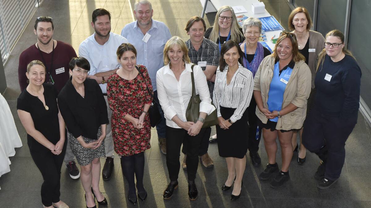 Some of the service providers. Front: Sonja Vidic (Aftercare), Kate Snars (Aftercare), Sarah Connor (Black Dog), Julie Dubuc (Tedd Noffs), Lizz Reay (NBMPHN), Bronwyn Nuttall (NCNS), Cassandra (ACRC). Back: Phillip Nichols (WHOS), Michael van Dyk (Black Dog Institute), Paul Hutchinson (180tc), Phillip Brember (Noffs), Nicola Lewis (NBMPHN), Claudia Grab (NBMPHN), Olga Christine (NBMPHN).