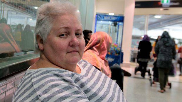"I'm sick and tired of hearing people say 'that's my money'": Cheryl, who preferred not to give her last name, at Bankstown Central. Photo: Ben Rushton