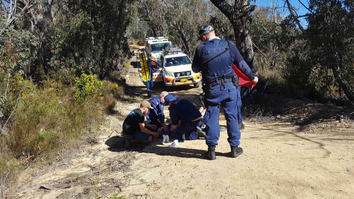 A mountain bike rider was injured on the Burramoko Trail in Blackheath on August 1. Photo: Top Notch Video