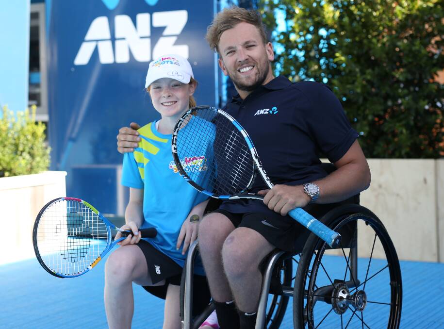 Inspired to go further: Ella Seiffert with Australian wheelchair tennis star Paralympian Dylan Alcott.