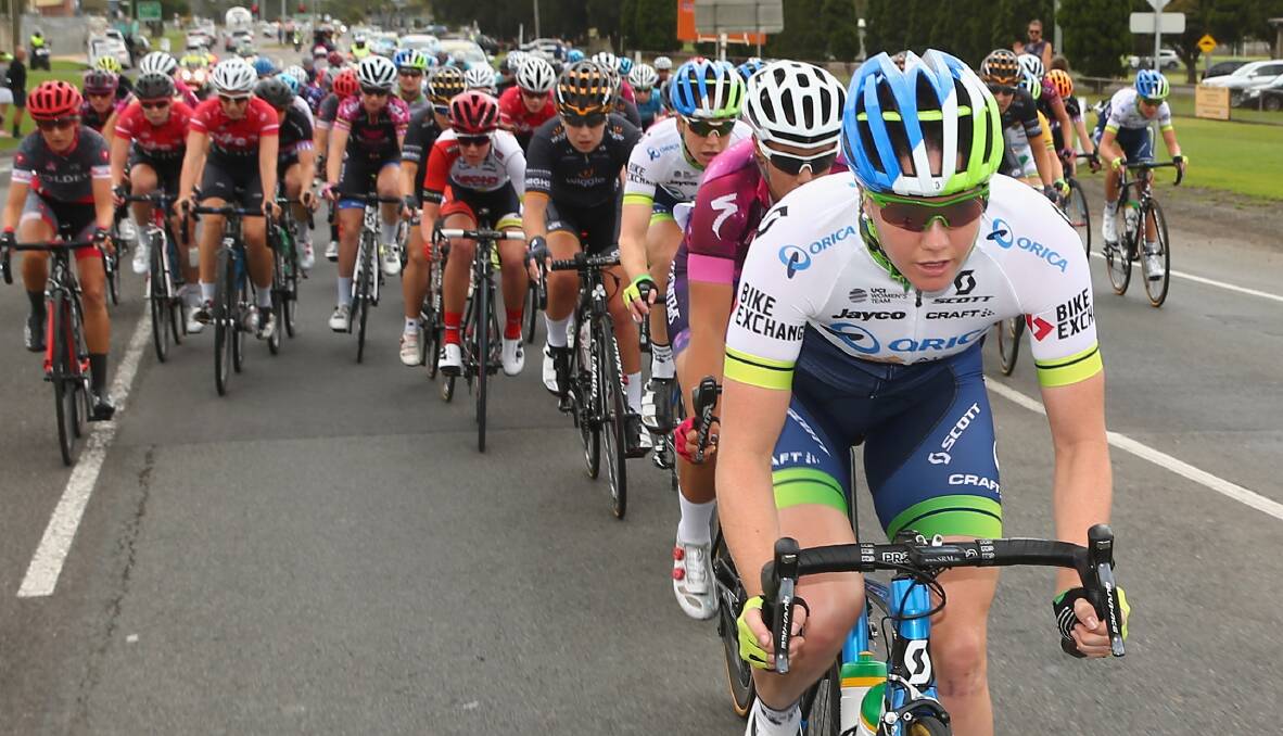 Front of the pack: Amanda Spratt of Orica-AIS won the elite women's road race at the 2016 Cadel Evans Great Ocean Road Race on January 30 in Geelong. Photo: Robert Cianflone/Getty Images