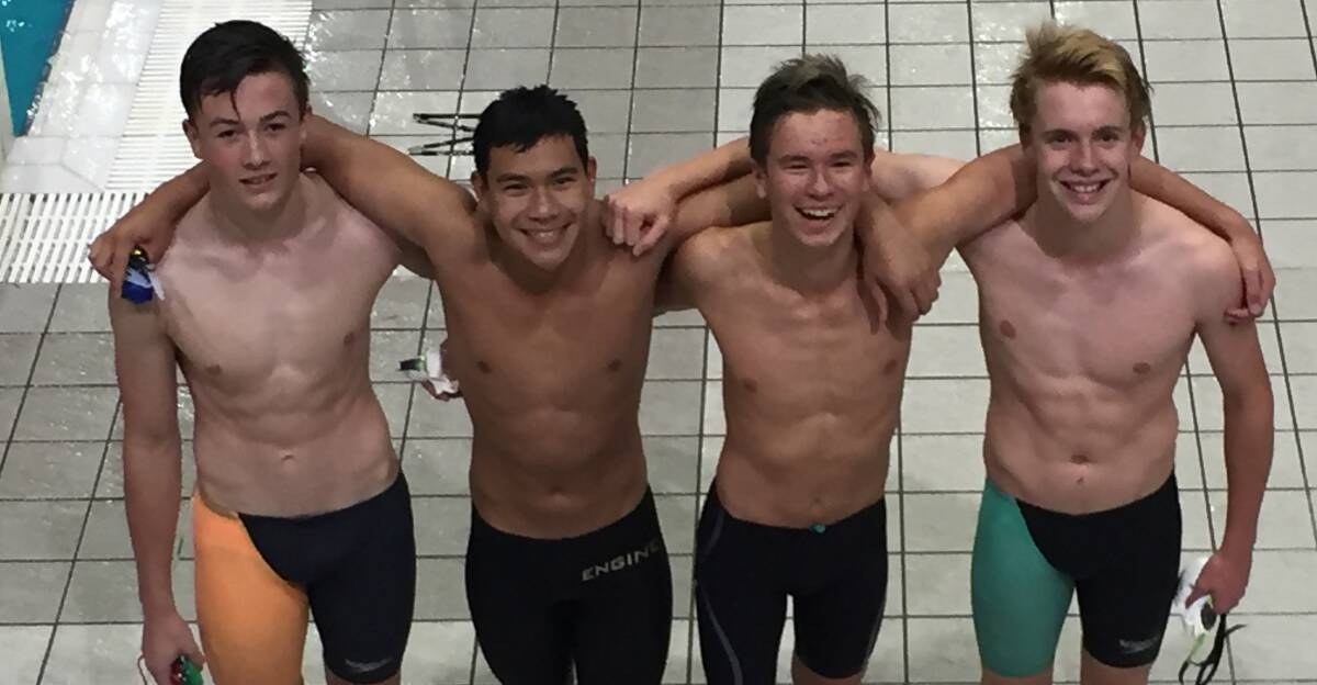Nationals-bound: Glenbrook Swimming Club's 13-14 yrs boys relay team of Elijah Plowman, Jackson Ng-Saad, Zach Konstantinoff and Daniel Tupper.
