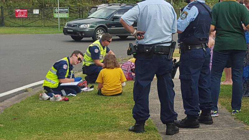 Minor injuries: Two girls were hit by a car on Grahame St in Blaxland on Friday morning. Picture: Top Notch Video