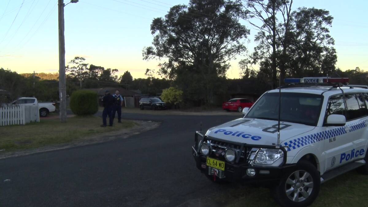 Police in Hazelbrook following the dog attack on July 6. Photo: Top Notch Video.