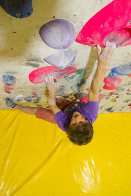  On the up: Wiz Fineron from Blackheath at Camp Street Climbing.