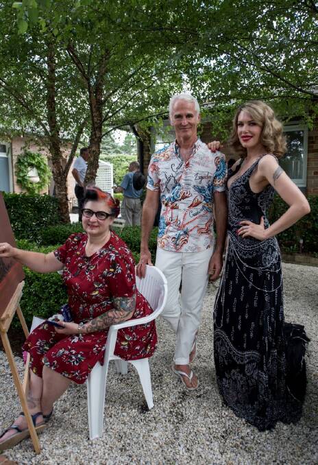 Participant Sharelyn Sinclair with Mathew Lynn and Tara Moss. Photo: Berndt Sellheim