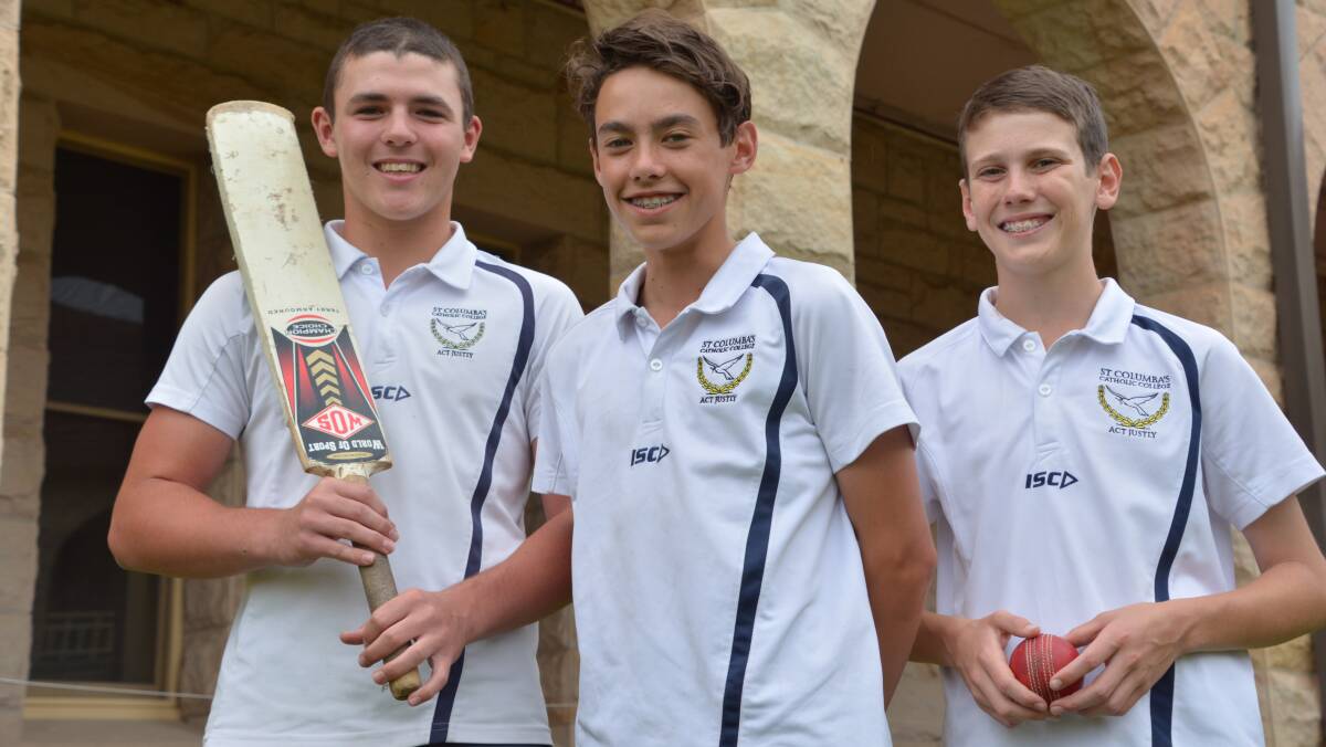 Top of their game: St Columba's Catholic College cricketers Ryley Smith, Ben Tracey and Ethan Muller.