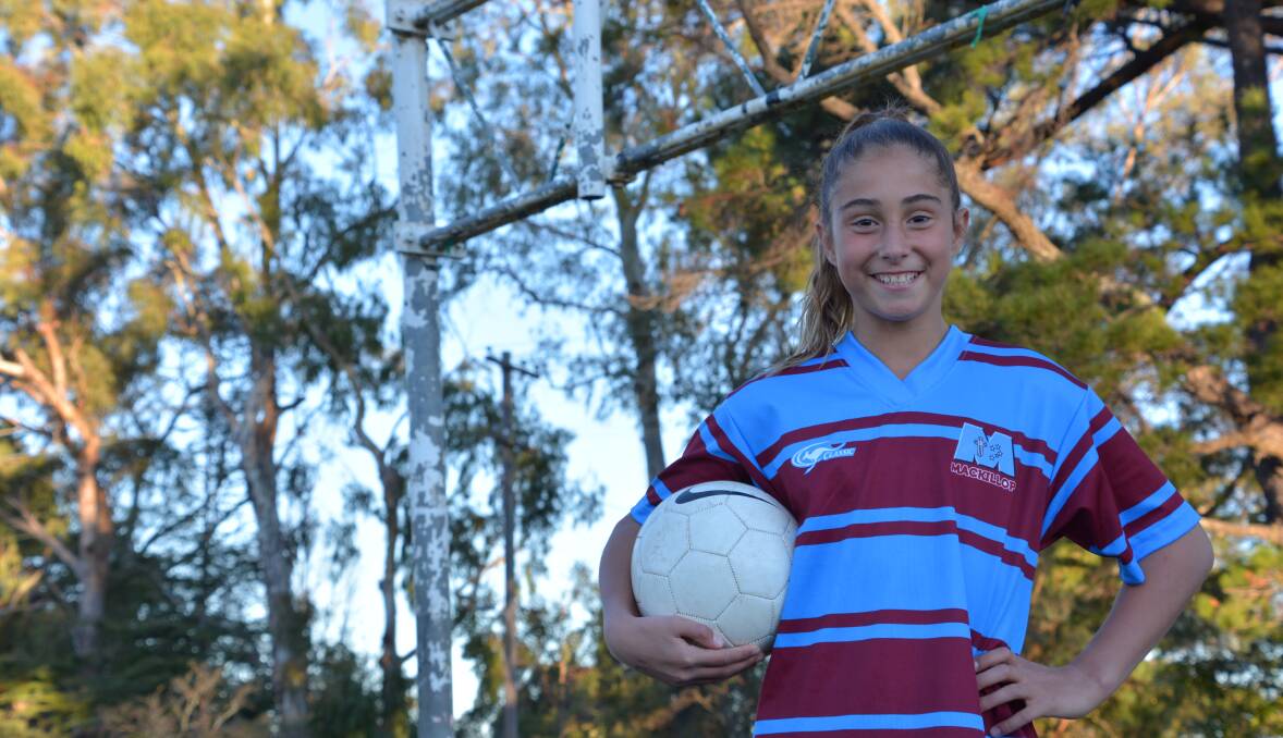 Soccer mad: Olivia De La Harpe has been selected on the under 12 girls state Primary Schools Sports Association soccer team and will attend the All Schools Sport Australian Championships in Western Australia next week.