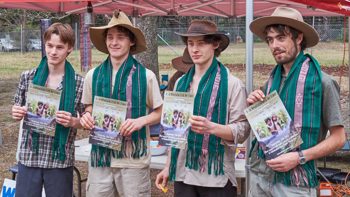 The Migrating Wombats team were first across the line in the 50km trek - Ira Dudley-Bestow, with Milo, Tallai and Kalang Morrison-Jones.