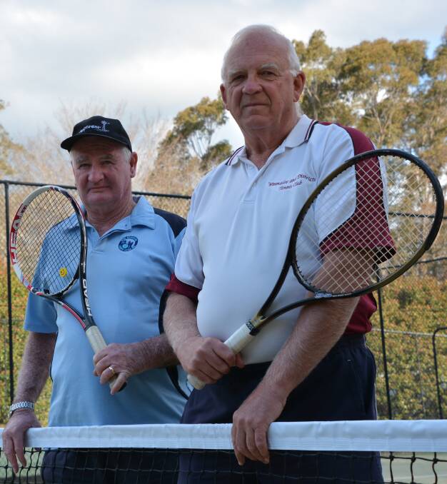Keep status quo: Winmalee Tennis Club's Ian Macqueen and Brian Porter are opposed to AstroTurf being laid on two courts, as it is unsuitable for playing tennis on.