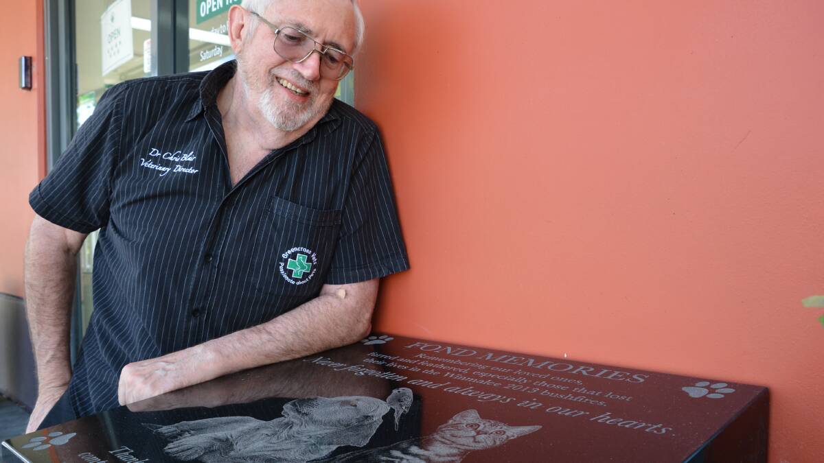 Dr Chris Blair by the memorial in Winmalee dedicated to the animals lost in the fires of 2013.