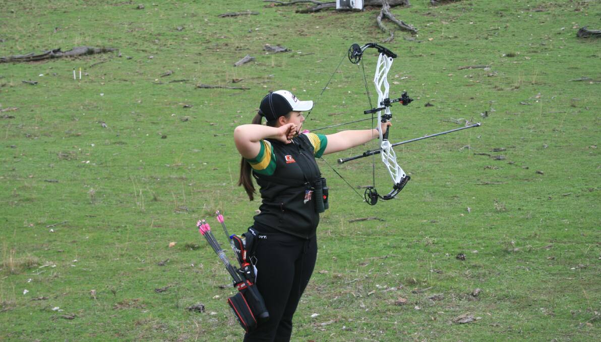 On target: Jessie-Rose Walklate-Cooke in action at the International Field Archery Association's National Championships, where she took home a gold medal.