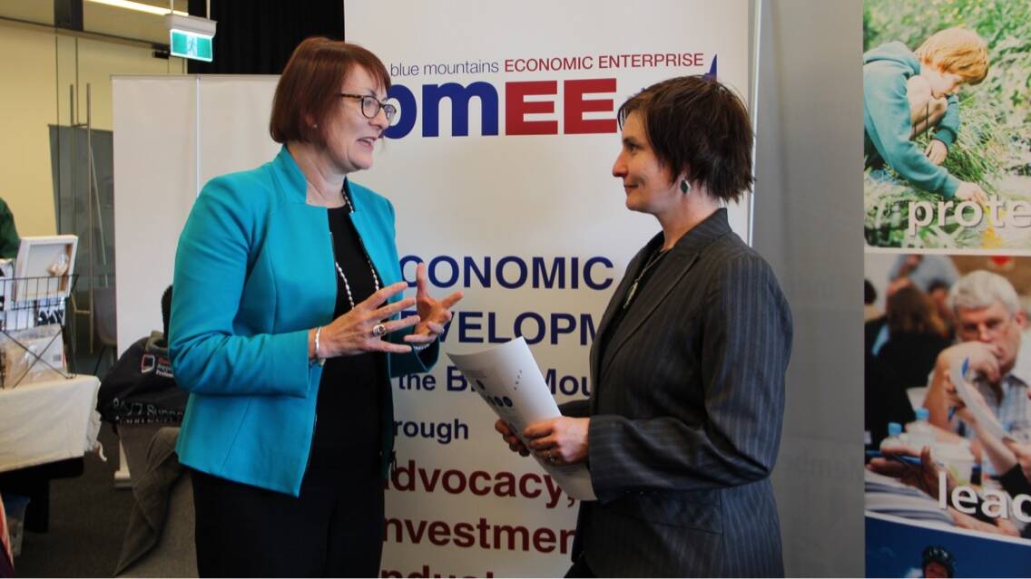 Film focus: Federal Member for Macquarie Susan Templeman with Ann Niddrie from Blue Mountains Economic Enterprise.