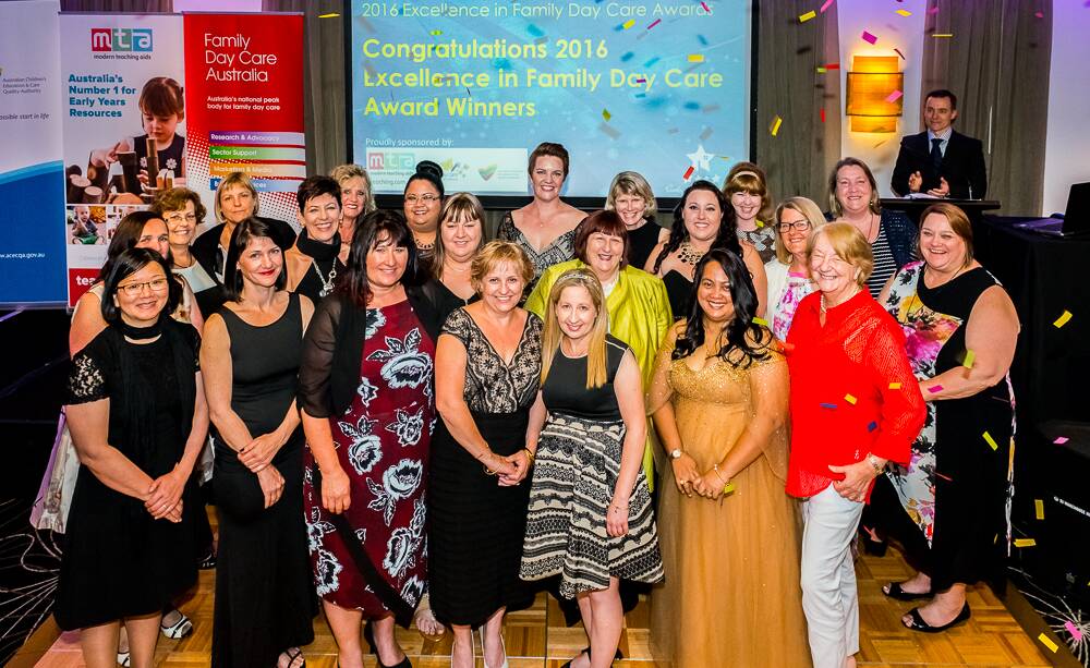  Excellence in Family Day Care Award Winners at the awards ceremony in 2016.
