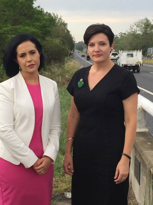 State Opposition Minister for Roads, Jodi McKay (right) and Londonderry MP Prue Car in Penrith on Friday.