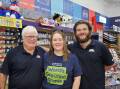 David, Kelsey and Lachlan Moss at Springwood Newsagency. Pictures supplied