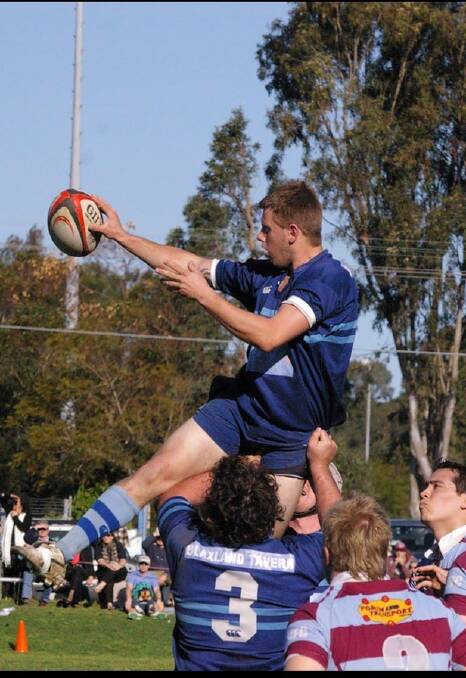 Tribute: Grant Opie in action on the rugby field. A group of Grant's mates will contest the inaugural Blue Mountains and Greater West Rugby Sevens Carnival.