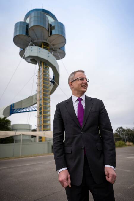 Urban infrastructure minister Paul Fletcher has defended not including Macquarie MP Susan Templeman and Lindsay MP Emma Husar on the Forum on Western Sydney Airport. He is pictured at the control tower at Sydney Airport.