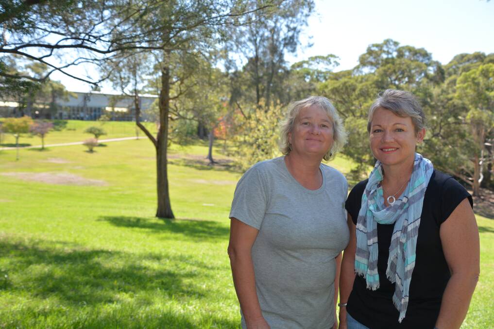 Breaking the silence: Lisa Cartledge (right) with friend and fellow Beechworth resident Jo Westra at Buttenshaw Park, Springwood earlier this year ahead of their awareness-raising walk for mental illness.